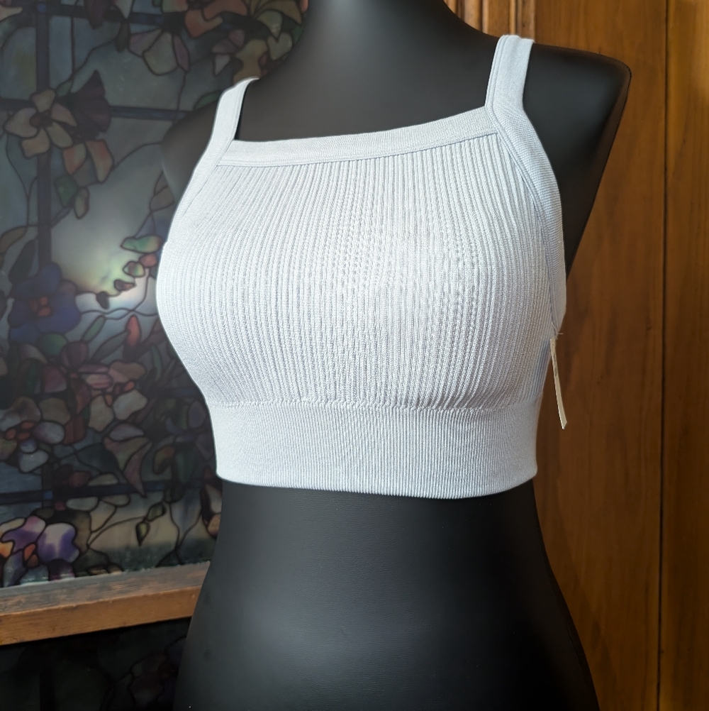 Aerie Light Gray Ribbed Bralette